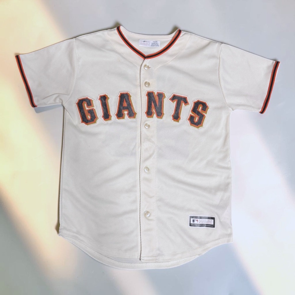 MLB SF Giants Jersey Buster Posey 28 Cream Youth M 10/12 Athletic